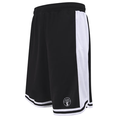 Starting 5 Hudson Basketball Shorts with pockets, Black/White