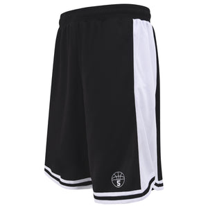 Starting 5 Hudson Basketball Shorts with pockets, Black/White