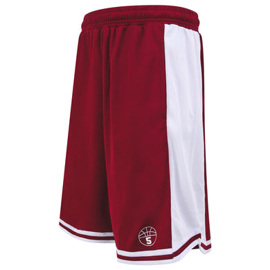 Starting 5 Hudson Basketball Shorts with pockets, Maroon/White