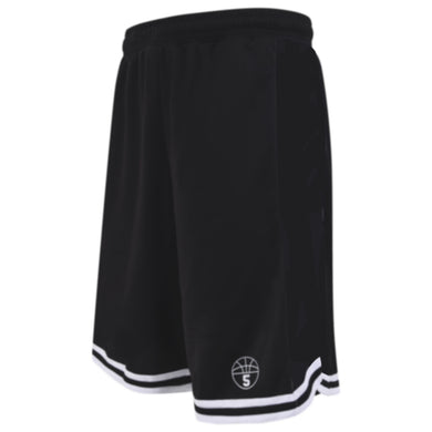 Starting 5 Hudson Basketball Shorts with pockets, Black/Black/White